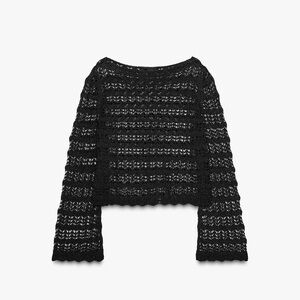 Zara POINTELLE KNIT CROP SWEATER